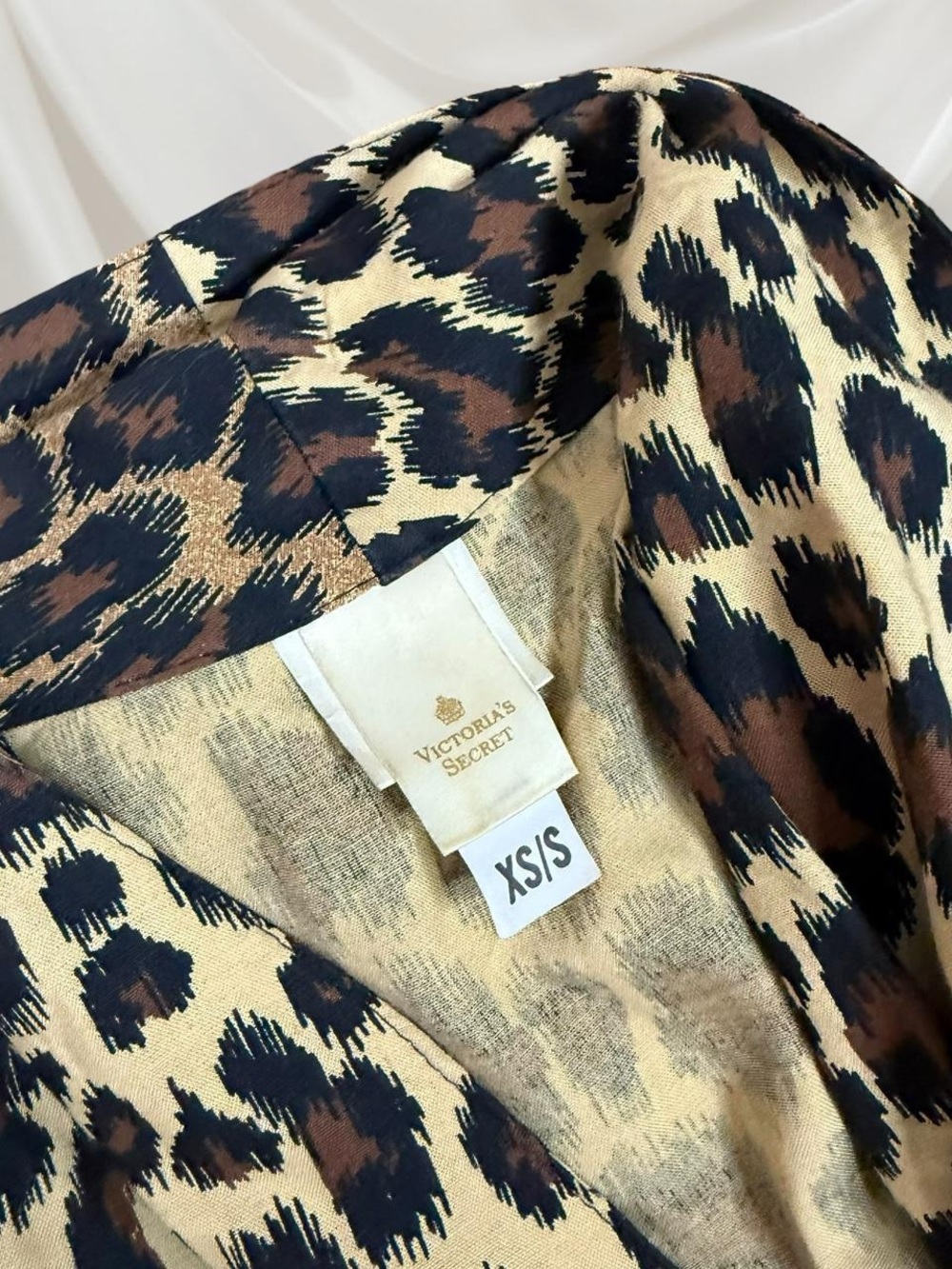 Leopard Print Long Wrap Dress / Robe - Brown & Black - Picture 3 of 8